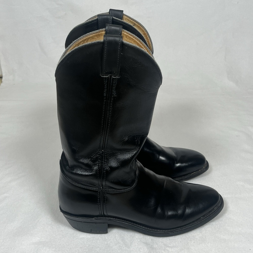 Justin Black Uniform Roper Boot 3040 Made in USA Vibram Rubber Sole 10D Vintage - Picture 3 of 8